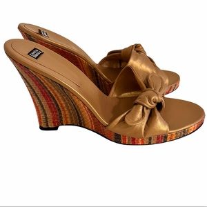 Costa Blanca Gold Wedge Slide Sandals